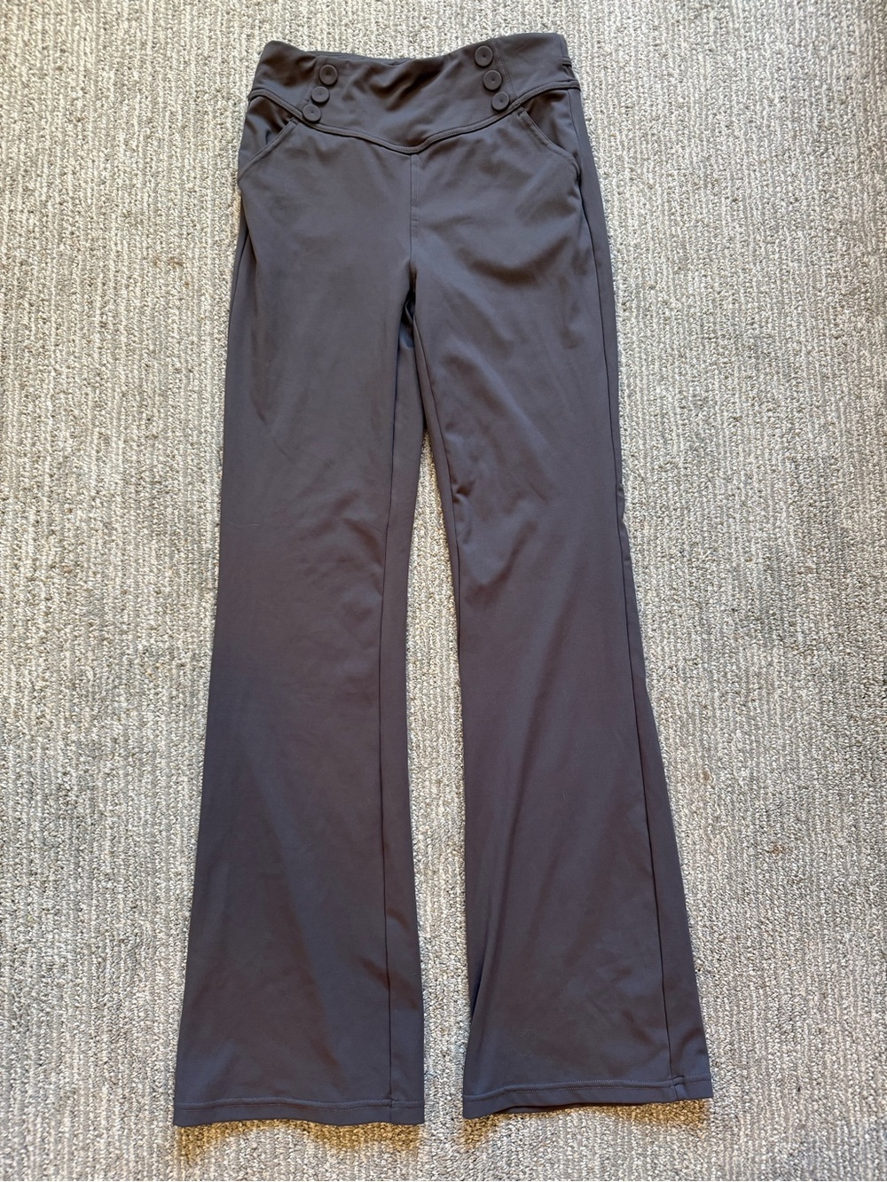 Halara High Waisted Flare Pants S Brown Sailor Button Stretch Yoga Leggings